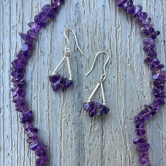 Fashion Bug Purple Amethyst Necklace and Earring Set - Picture 3 of 5
